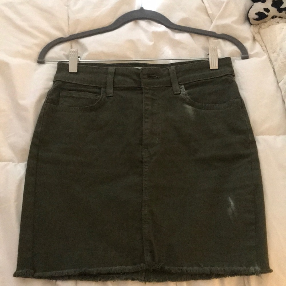 Green denim skirt